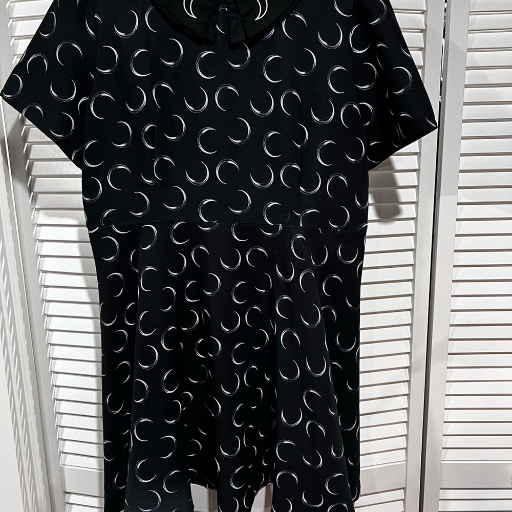 Katakomb Black Dress with White Crescent Pattern